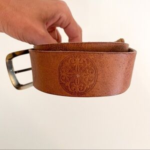 Boho Embossed Leather Belt S